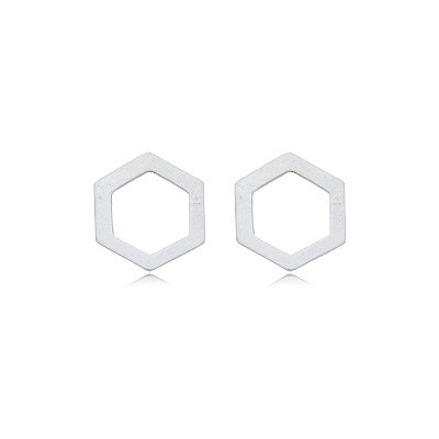 Cartela de brincos vazados - Sextavado G - Prata 925 (12 pares)