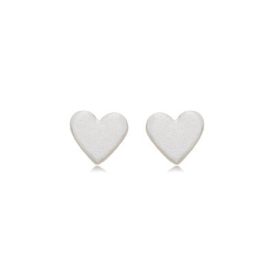 Cartela de brincos coração estampado liso G - Prata 925 (Contém 12 Pares)
