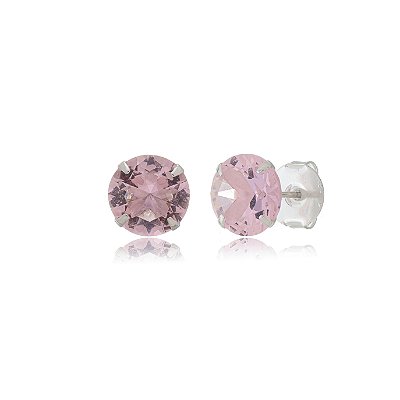 Cartela de brincos Redondo 10mm - Rosa - Prata 925 (Contém 12 Pares)