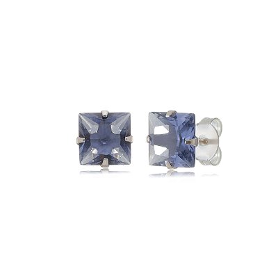 Cartela de Brincos Quadrado 8x8 - Lilás - Prata 925 (Contém 12 Pares)