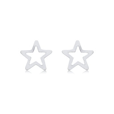 Cartela de brincos vazados Estrela G - Prata 925 (Contém 12 Pares)