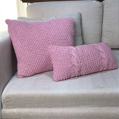 Almofada tricô rosa
