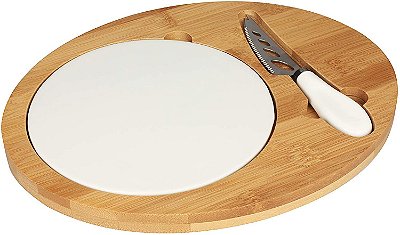 Kit Para Queijo De Bambu Com 3 Pcs