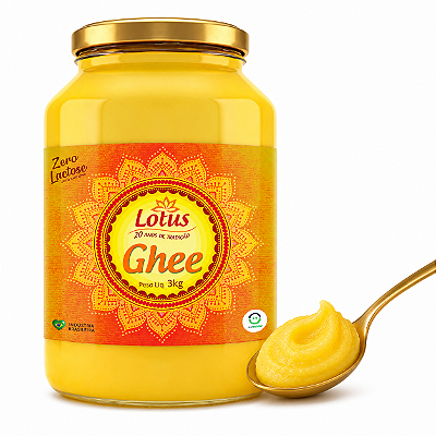Manteiga Ghee Lotus - Pote vidro 3kg Ghee Puro sem Conservantes e aditivos
