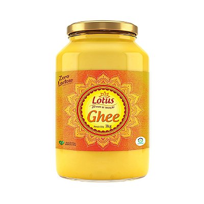 Manteiga Ghee Lotus  - Pote vidro 3kg Ghee Puro sem Conservantes e aditivos