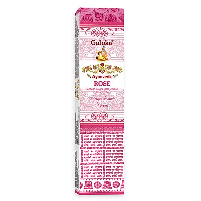 Incenso Indiano Goloka Ayurvedic Rosas - Energia do Amor e ternura
