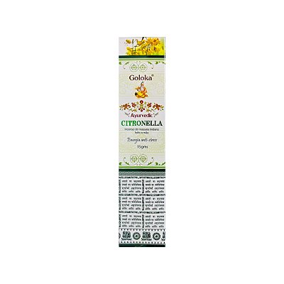 Incenso Indiano Goloka Ayurvedic Citronela - Energia de Limpeza.