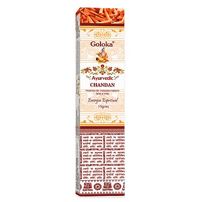 Incenso Indiano Goloka Ayurvedic - Sândalo "Chandan" - Energia Espiritual.