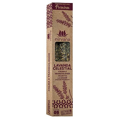 Incenso Natural Lavanda Celestial - Nirvana Premium - Cx com 05 varetas