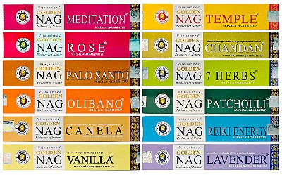 Incenso Indiano Massala Golden Nag Kit 12 Aromas Premium