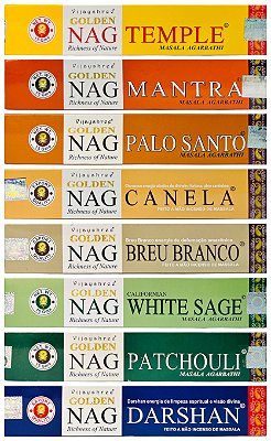 Incenso Indiano Massala  Golden Nag - Kit 8 Aromas Premium