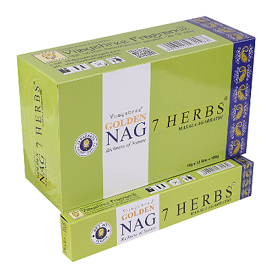 Incenso Indiano Golden Nag Sete Ervas - Box Com 12