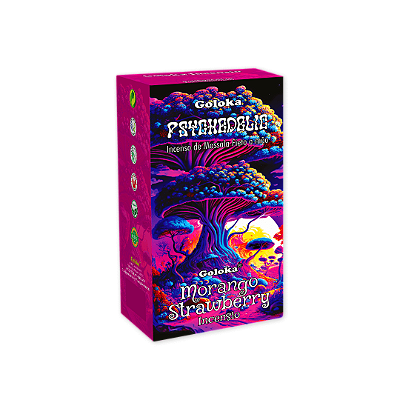 Incenso Massala Goloka Psychedelic - Morango - Caixa Box Fechada - 12 Unidades