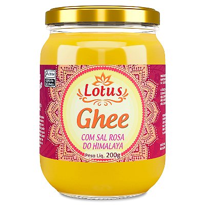 Manteiga Ghee com sal Rosa 200g  Lotus - Zero Lactose