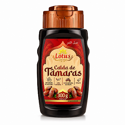 Calda de Tâmaras Lotus 300g - Bisnaga Adoçante Natural Vegano