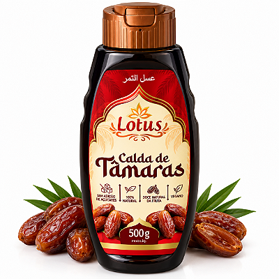 Calda de Tâmaras Lotus 500g - Bisnaga Adoçante Natural Vegano