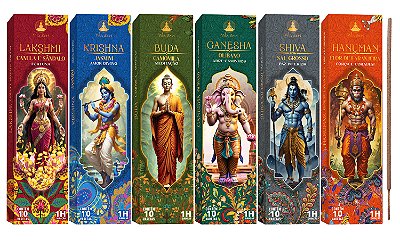 KIT INCENSO VILA ZEN LINHA DEUSES HINDUS 6 AROMAS