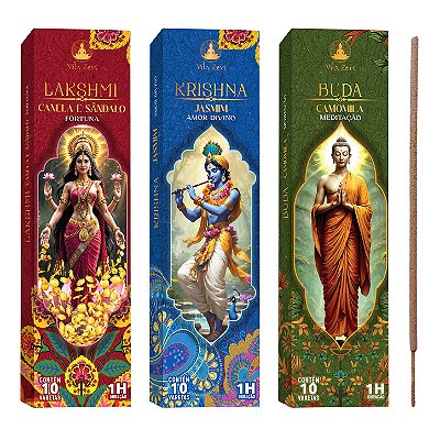 KIT INCENSO VILA ZEN LINHA DEUSES HINDUS - 3 AROMAS