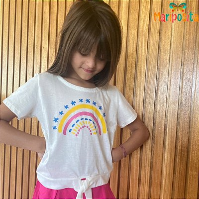 Blusa Infantil Menina Algodão Silk Arco-íris