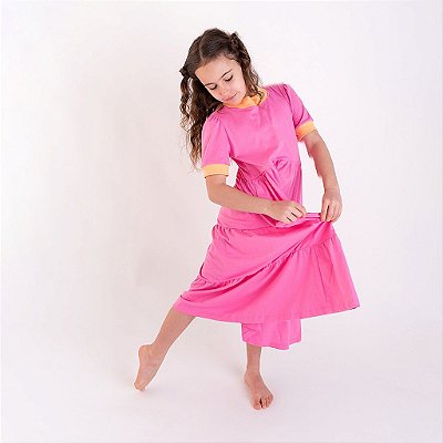 Vestido Infantil Long Rosa Chiclete