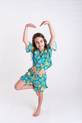 Short Infantil Menina Estampado Coração