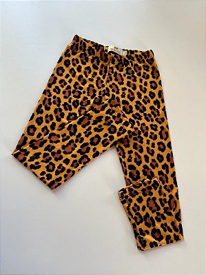 Legging Infantil Menina Suede Estampada Onça