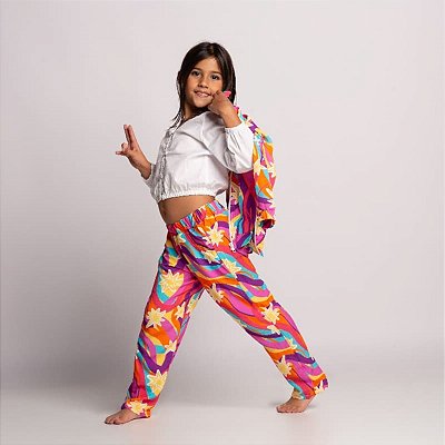 Calça Infantil Menina Estampada Estrela Colorida