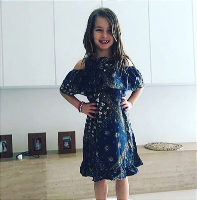Vestido Infantil Florzinha Azul Marinho