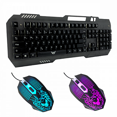 Kit de Teclado Semi Mecânico e Mouse Óptico com Iluminação RGB Gamer Altomex A-638