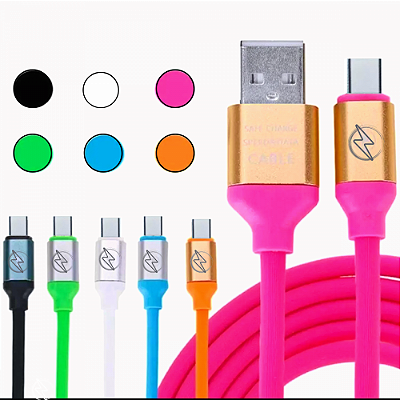 Cabo de Dados USB TIPO-C Emborrachado Colorido 1.2 Metros Kapbom KAP-311-TPC / AL-311