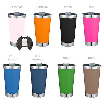 Copo Térmico de Inox LISO Sem Logo 473 ml Pintas de Cerveja Copo-02 / 01 (***COR BRANCO E PRETO - ESGOTADO)