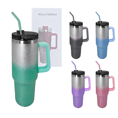 Garrafa Térmica Glitter Degradê 1200 ml Aço Inox com Alça, Tampa e Canudo T&Z TZ-008