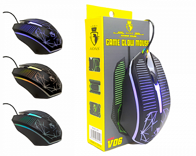 Mouse Gamer Glow RGB Usb LED PC Notebook OAS-V06
