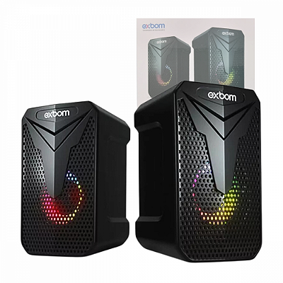 Caixa de Som Alto Falante 2.0 com LED SPACE 10W para Computador Notebook Gamer Exbom CS-C54
