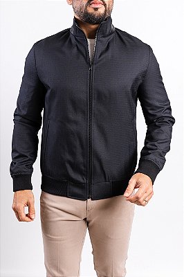 Jaqueta Bomber Xadrez Preto