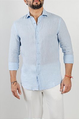 Camisa Verano Linho Azul Claro