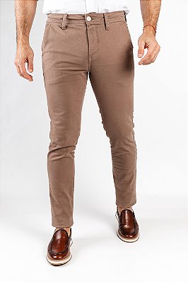 Calça de Sarja Skinny Khaki