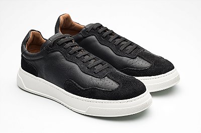 Sneaker de Couro e Camurça Preto
