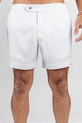Short de Banho Branco Estampado