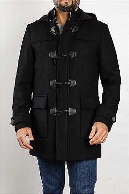 Casaco de Lã Duffle Coat Preto
