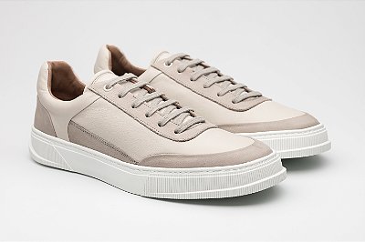 Sneaker Couro Areia