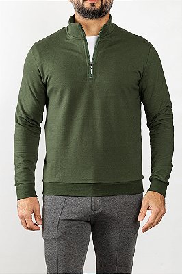 Blusão Moletom Gola Zíper Verde