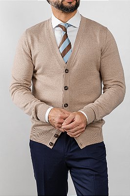 Cardigan de Tricot Bege Claro