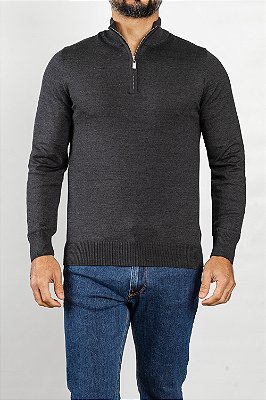 Tricot Gola Portuguesa Preto Mescla