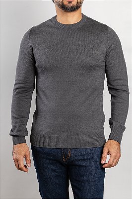 Tricot Gola Redonda Cinza Chumbo