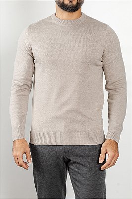 Tricot Gola Redonda Cinza Claro