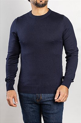 Tricot Gola Redonda Azul Marinho