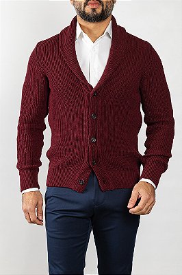Cardigan de Tricot Bordô