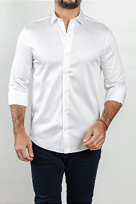 Camisa Arm Collar Branca Acetinada