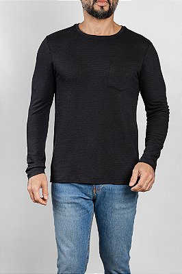 Camiseta Pocket Texturizada Preta